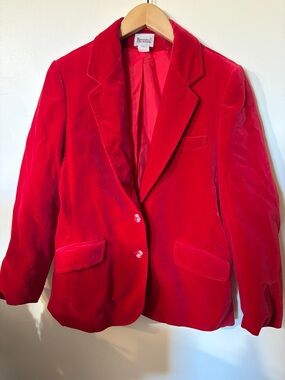 Vintage Personal Red Velvet Tailored Blazer